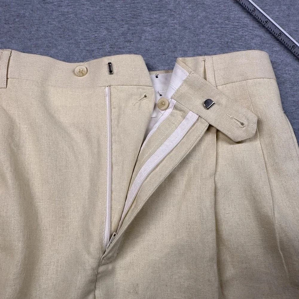 Vintage Vitali 100% Linen Suit Pants 2XL/42 W38 Mint Yellow-Green Pleated NOTE